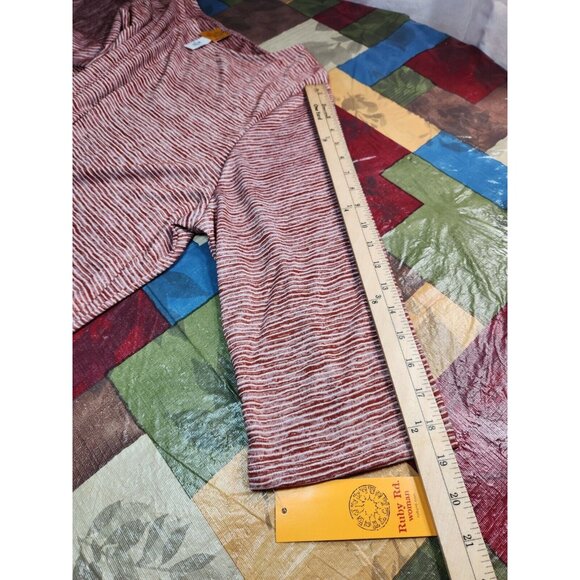 Ruby Rd Women's Plus Size 3X Top Blouse Crewneck 3/4 sleeve Brown Striped -25 - Picture 7 of 9